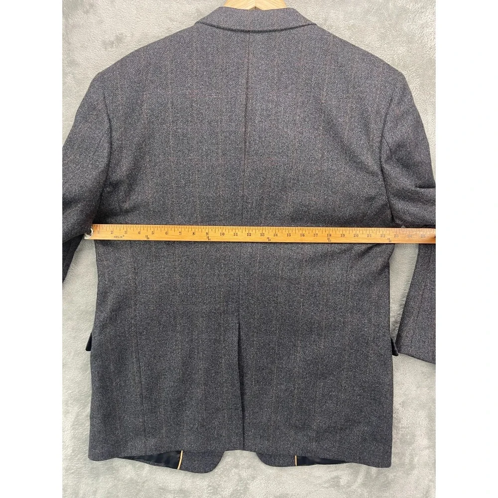 Hart Schaffner Marx Men's Tweed Wool Blazer 44R Gray‎ Herringbone Sport Coat